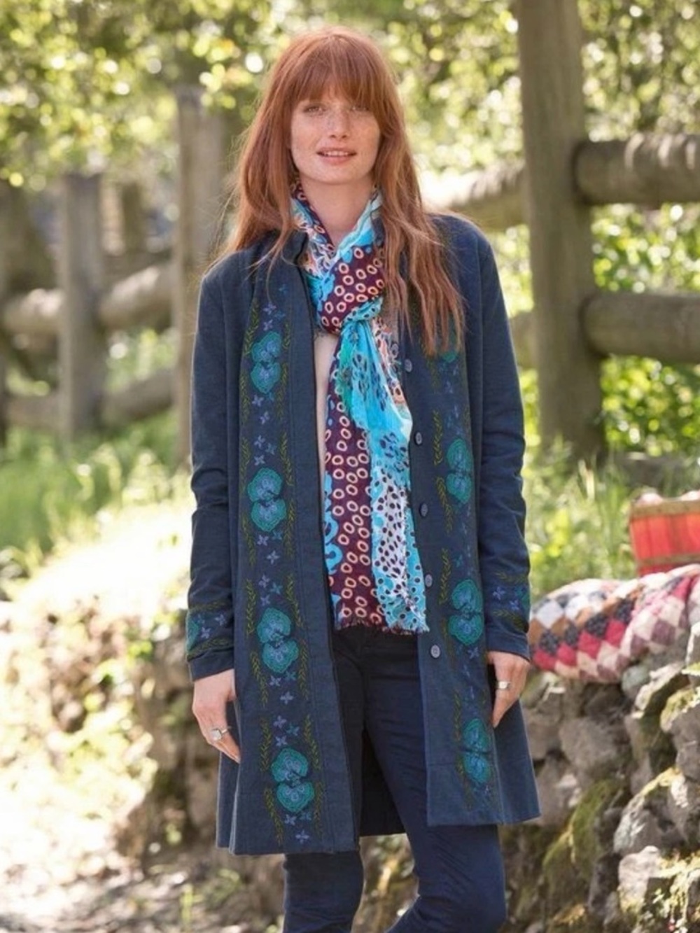 Sundance "Freya" Embroidered Duster Coat